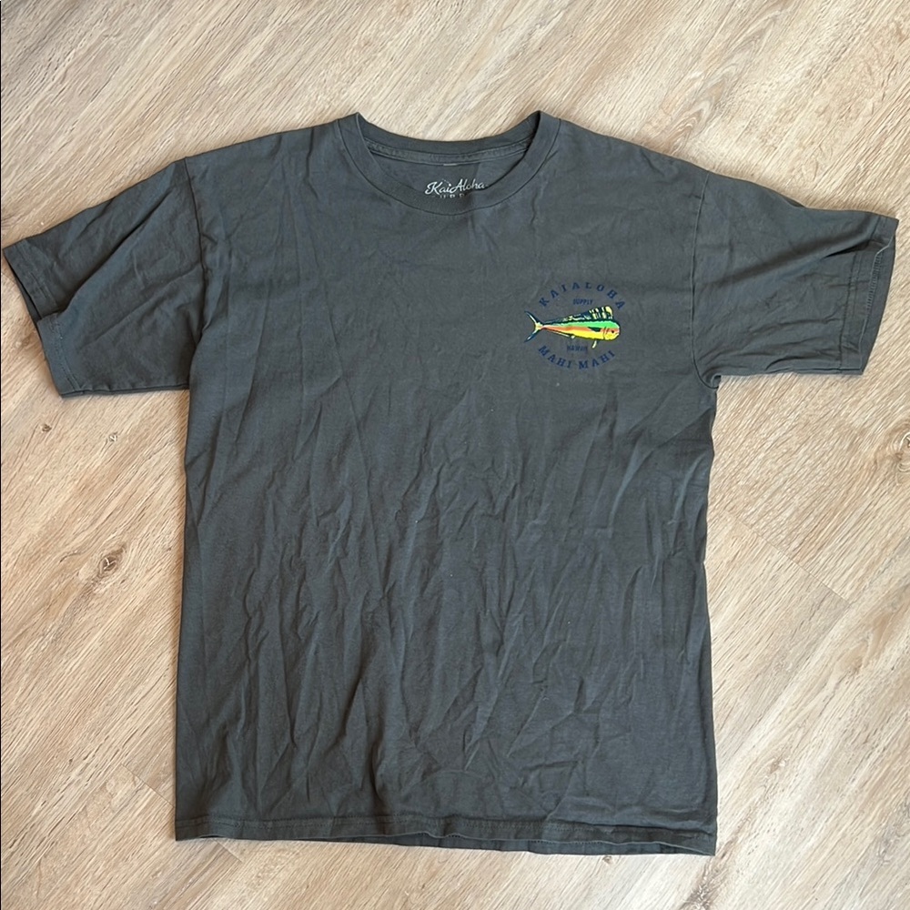 Gray Short Sleeve Tee with Graphic Design